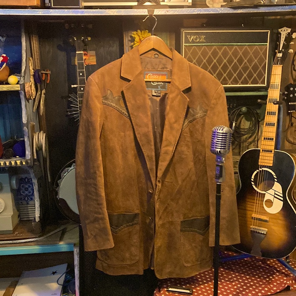 Brown leather jacket blazer